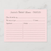 Floral Mason Jar Fête des mariées Recette Cartes (Dos)