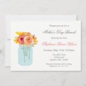 Floral Mason Jar Fête des Mères Brunch Invitations (Devant)