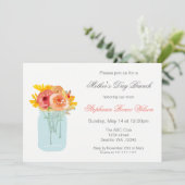 Floral Mason Jar Fête des Mères Brunch Invitations (Debout devant)