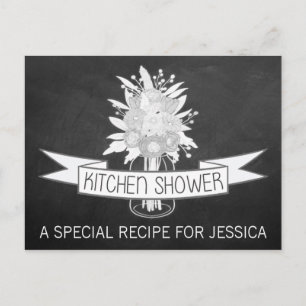 Floral Mason Jar Kitchen Shower Recipe Kaarten
