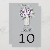 Floral Mason Jar | Numéro de table (Devant / Derrière)