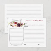 Floral Mason Jar Recept Kaarten (Voorkant / Achterkant)
