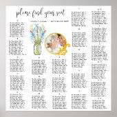 Floral Mason Jar Seating Chart Poster (Voorkant)