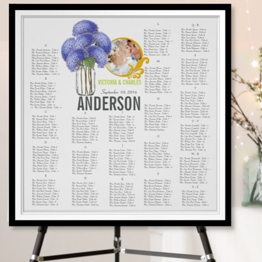 Floral Mason Jar Seating Chart Poster