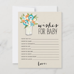 Floral Mason Jar Verlangingen voor Baby Advieskaart
