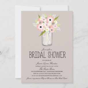 Floral Mason Jar Vrijgezellenfeest Kaart