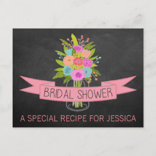 Floral Mason Jar Vrijgezellenfeest Recept Kaarten