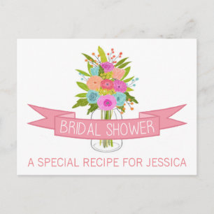 Floral Mason Jar Vrijgezellenfeest Recept Kaarten