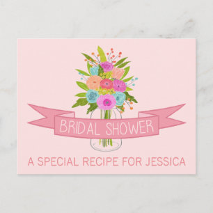 Floral Mason Jar Vrijgezellenfeest Recept Kaarten