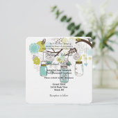 Floral Mason Jars Bruiloft Kaart (Staand voorkant)