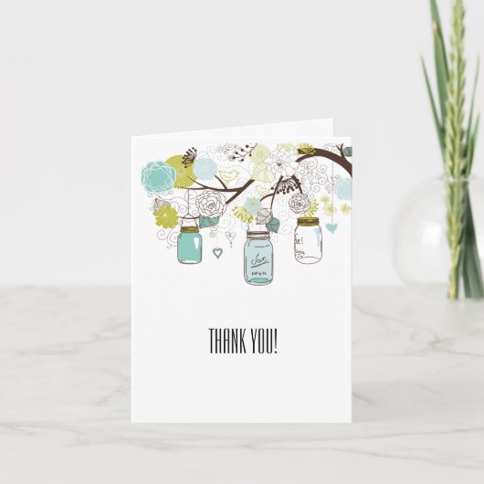 Floral Mason Jars dank u Bedankkaart (Voorkant)