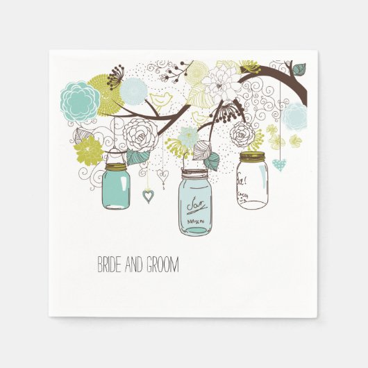 Floral Mason Jars Servet (Voorkant)