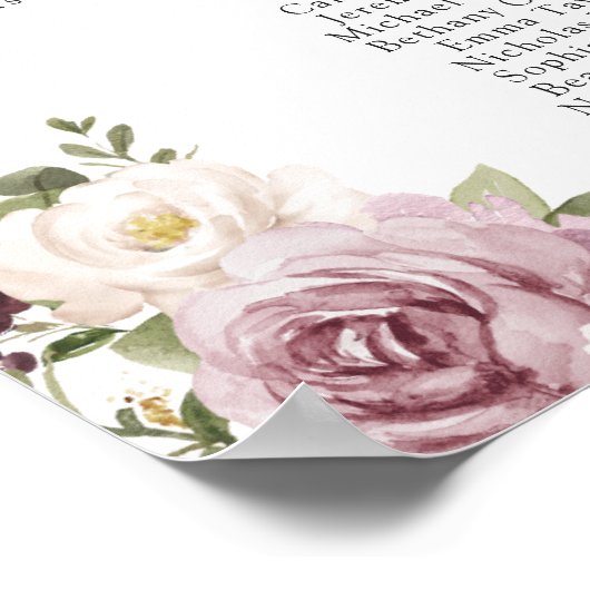 Floral Mauve Blush 17 Tableau Mariage (Coin)