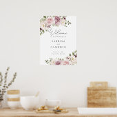 Floral Mauve Blush Élégante Affiche de bienvenue d (Cuisine)