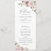 Floral Mauve Blush groen Elegant Script bruiloft Programma (Voorkant)