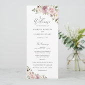 Floral Mauve Blush groen Elegant Script bruiloft Programma (Staand voorkant)