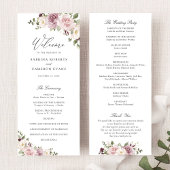 Floral Mauve Blush groen Elegant Script bruiloft Programma