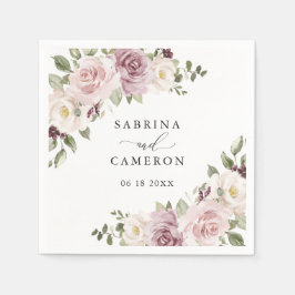 Floral Mauve Blush groen gepersonaliseerde bruilof Servet