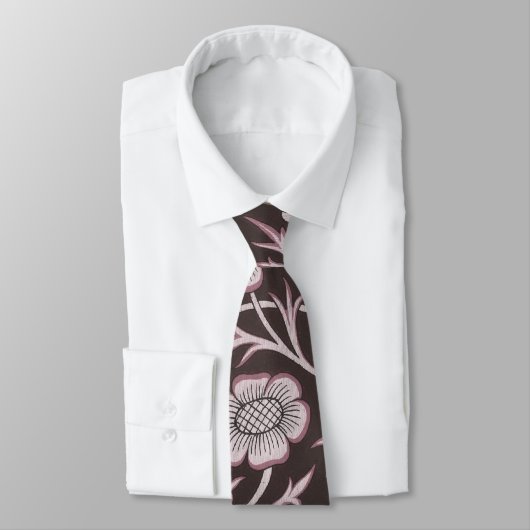 Floral Mauve en Chocolade Stropdas (Gebonden)