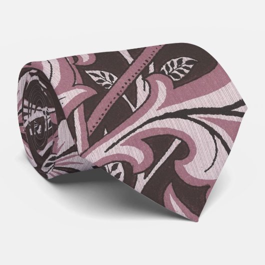 Floral Mauve en Chocolade Stropdas (Opgerold)