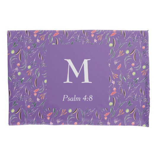 FLORAL Mauve Lila | MONOGRAM | CHRISTELIJK Kussensloop (Voorkant)
