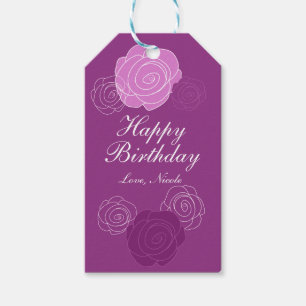 Floral Mauve Paars Roos Birthday Party Gift Label Cadeaulabel