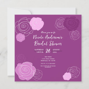 Floral Mauve Paarse Bridal Shower Invitations Kaart