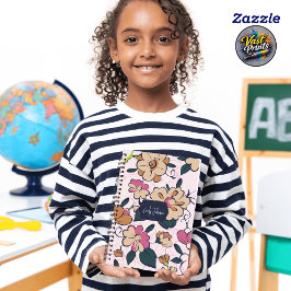 Floral Meadow Cream Pink Botanical Custom Name Notitieboek