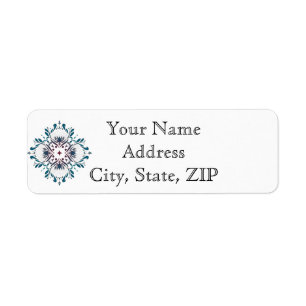 Floral Medallion Blauwgroen Jubileum Return-adres Etiket