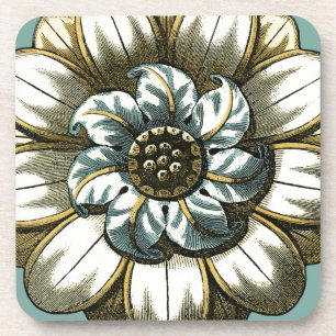 Floral Medallion op lichtblauwe achtergrond Bier Onderzetter