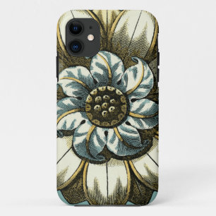  Floral Medallion op lichtblauwe achtergrond iPhone 11 Hoesje