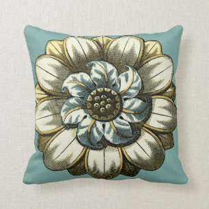 Floral Medallion op lichtblauwe achtergrond Kussen
