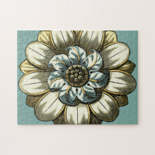 Floral Medallion op lichtblauwe achtergrond Legpuzzel