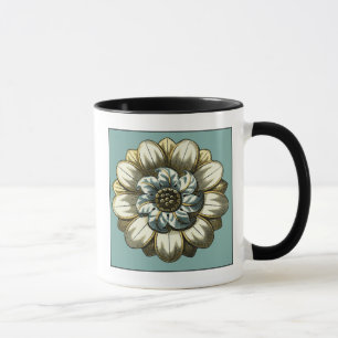 Floral Medallion op lichtblauwe achtergrond Mok