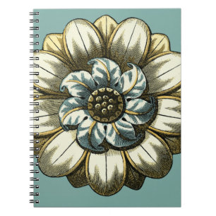 Floral Medallion op lichtblauwe achtergrond Notitieboek