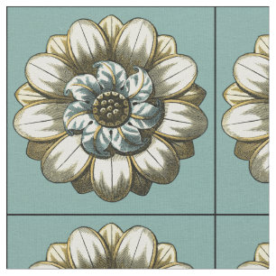 Floral Medallion op lichtblauwe achtergrond Stof