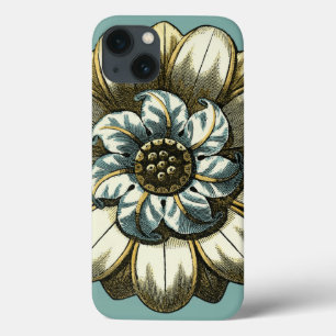 Floral Medallion op Light Blue Background iPhone 13 Hoesje