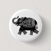 Floral Mehedi Elephant Pin Button (Voorkant)