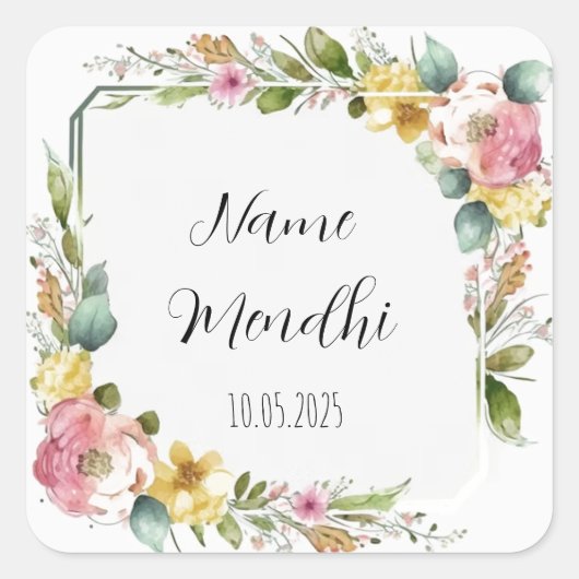 Floral Mendhi voor stickers (Voorkant)