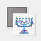 floral menorah hanukkah magneet (Voorkant / Achterkant)
