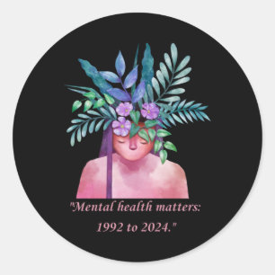 Floral Mental Health Design 1992 tot 2024 Bewustzi Ronde Sticker
