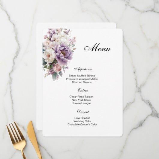 Floral Menu Card (Devant/Arrière en situation)