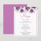 Floral Menu Paars Orchid Flowers Weddenschap (Voorkant / Achterkant)