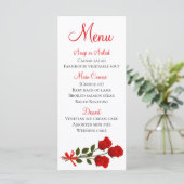 Floral Menu Red Rose Flower Wedding (Staand voorkant)