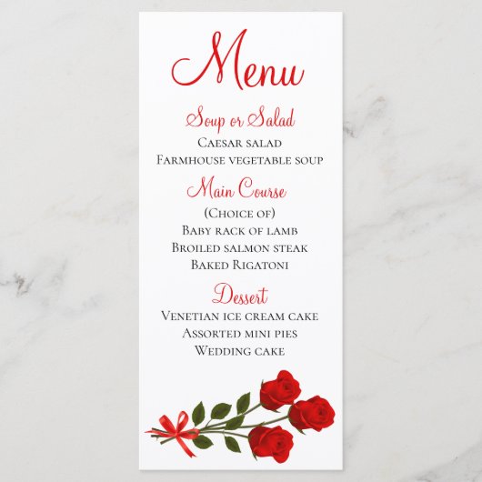 Floral Menu Red Rose Flower Wedding (Voorkant)