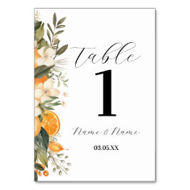 Floral Menu Tabel Citrus Sinaasappels Nummers Kaart