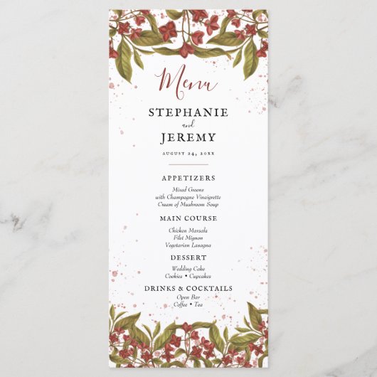 Floral menu van Burgundy Red  (Voorkant)