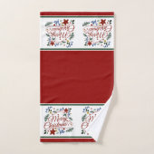 Floral Merry Christmas Bath Towel Set (Serviette à main)