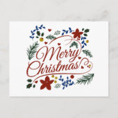 Floral Merry Kerstmis Briefkaart (Voorkant)