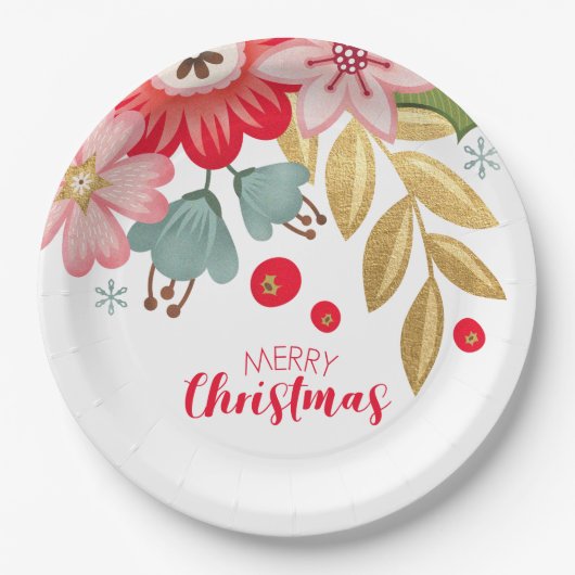 Floral Merry kerstparty Paper Bord (Voorkant)